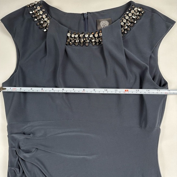 Vince Camuto blue/grey cap sleeved gown with jeweled neckline size 6 - Picture 5 of 11